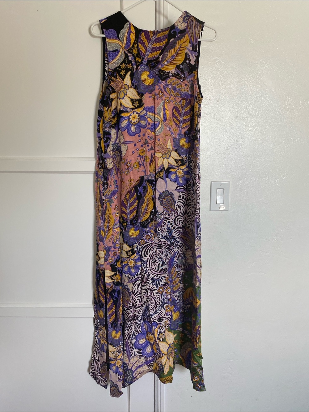 Anthropologie Sleeveless Floral Maxi Dress in Purple and Yellow